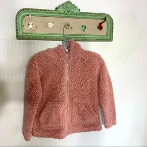 Forever 21 hooded Teddy fleece pink girls zip up jacket sweatshirt size 7